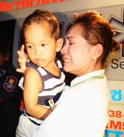 Mother and child are tearfully reunited after the 30-minute ordeal.